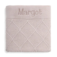 Personalised Diamond Cotton Knit Baby Blanket Oatmeal - Fauve + Co