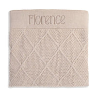 Personalised Diamond Cotton Knit Baby Blanket Oatmeal - Fauve + Co