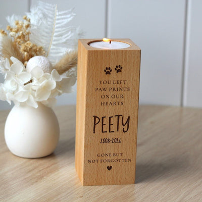 Personalised Dog Memorial Tea Light - Paw Prints - Fauve + Co