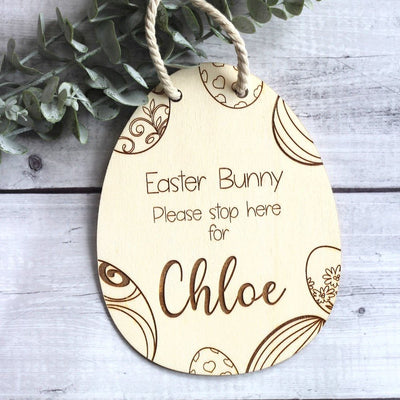 Personalised Easter Bunny Egg Stop Here Wall Hanger - Fauve + Co