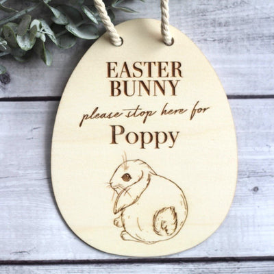 Personalised Easter Bunny Stop Here Wall Hanger 2 - Fauve + Co