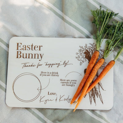 Personalised Easter Bunny Treats Board - "Thank you for Hopping By" - Fauve + Co