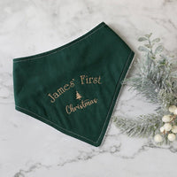 Personalised First Christmas Bandana Bib - Green - Fauve + Co
