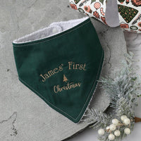 Personalised First Christmas Bandana Bib - Green - Fauve + Co