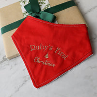 Personalised First Christmas Bandana Bib - Red - Fauve + Co