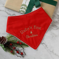 Personalised First Christmas Bandana Bib - Red - Fauve + Co