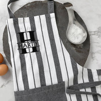 Personalised French Stripe Cotton Apron Black - Fauve + Co