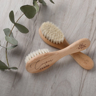 Personalised Goat Hair Baby Brush - Foliage - Fauve + Co