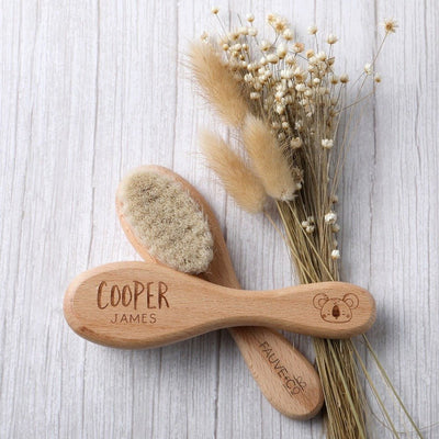 Personalised Goat Hair Baby Brush - Koala - Fauve + Co