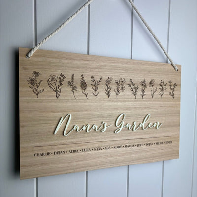 Personalised Grandmother's Garden Wooden Wall Art - Fauve + Co
