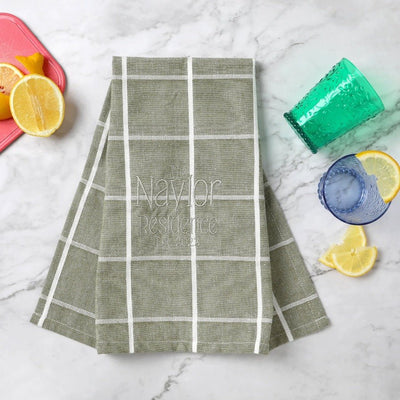 Personalised Greenland Cotton Tea Towel Olive - Fauve + Co