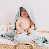 Personalised Hooded Baby Towel Soft Green - Fauve + Co