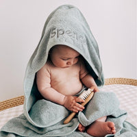 Personalised Hooded Baby Towel Soft Green - Fauve + Co