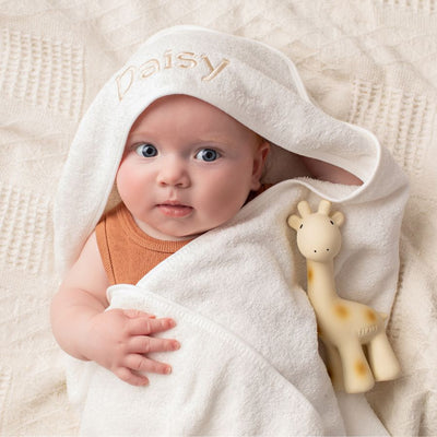 Personalised Hooded Baby Towel White - Fauve + Co