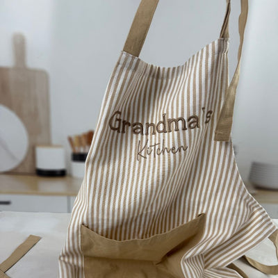 Personalised Maison Cotton Apron Taupe - Fauve + Co