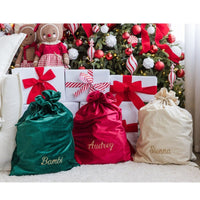 Personalised Velvet Christmas Sack - Red - Fauve + Co