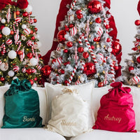 Personalised Velvet Christmas Sack - Red - Fauve + Co