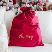 Personalised Velvet Christmas Sack - Red - Fauve + Co