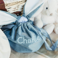 Personalised Velvet Easter Pouch - Blue - Fauve + Co