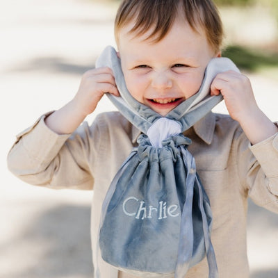 Personalised Velvet Easter Pouch - Blue - Fauve + Co