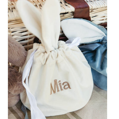 Personalised Velvet Easter Pouch - Cream - Fauve + Co