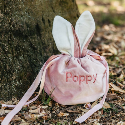 Personalised Velvet Easter Pouch - Pink - Fauve + Co