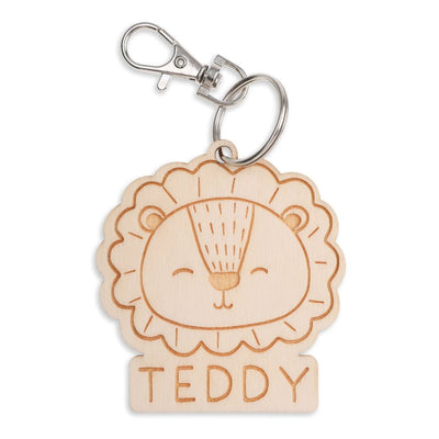 Personalised Wooden Bag Tag - Lion - Fauve + Co