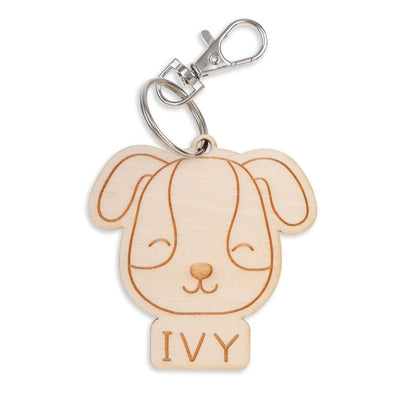 Personalised Wooden Bag Tag - Puppy - Fauve + Co