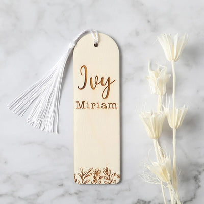 Personalised Wooden Bookmark - Floral Bottom - Fauve + Co