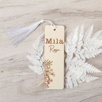 Personalised Wooden Bookmark - Side Floral - Fauve + Co
