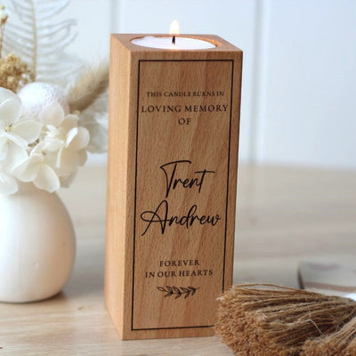 Personalised Wooden Memorial Tea Light - Loving Memory - Fauve + Co