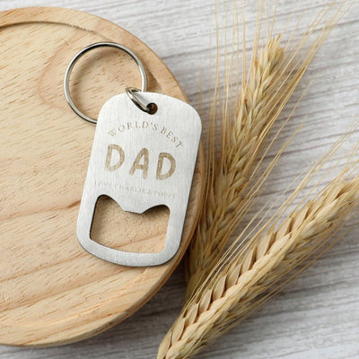 Personalised "World's Best Dad" Stainless Steel Bottle Opener Keyring - Fauve + Co