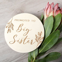 "Promoted to Big Sister" Pregnancy Announcement Disc - Foliage - Fauve + Co