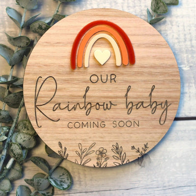 Rainbow Baby Pregnancy Announcement Disc - Earthy - Fauve + Co