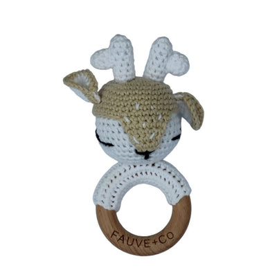 Reindeer Crochet Rattle White - Fauve + Co