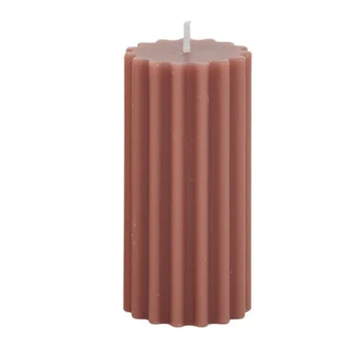 Ribbed Pillar Candle Berry - Fauve + Co