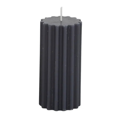 Ribbed Pillar Candle Denim - Fauve + Co