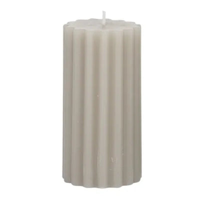 Ribbed Pillar Candle Light Moss - Fauve + Co