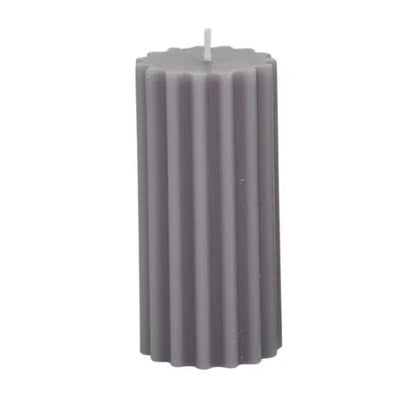 Ribbed Pillar Candle Slate - Fauve + Co