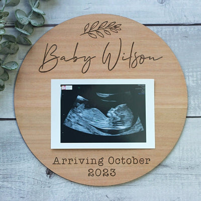 Scan Pregnancy Annoucement Plaque - Leaf - Fauve + Co