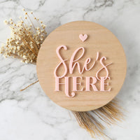 She's Here/He's Here Birth Announcement Disc - Pastel - Fauve + Co