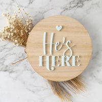 She's Here/He's Here Birth Announcement Disc - Pastel - Fauve + Co