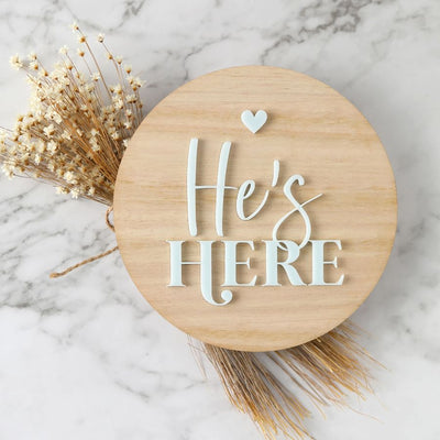 She's Here/He's Here Birth Announcement Disc - Pastel - Fauve + Co