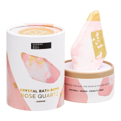 Summer Salt Body Crystal Bath Bomb - Rose Quartz - Jasmine - Fauve + Co