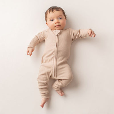 Wanderer Organic Full Length Onesie Latte - Fauve + Co