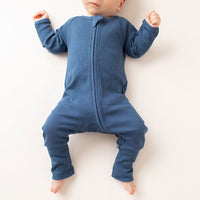 Wanderer Organic Full Length Onesie Oxford Blue - Fauve + Co