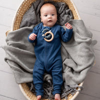 Wanderer Organic Full Length Onesie Oxford Blue - Fauve + Co