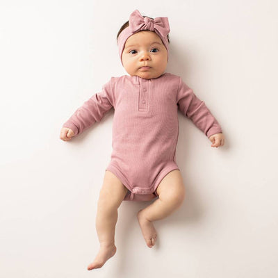 Wanderer Organic Long Sleeve Romper Rosy Mauve - Fauve + Co