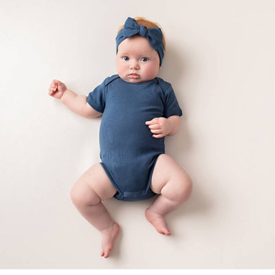 Wanderer Organic Short Sleeve Romper Oxford Blue - Main Image