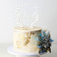 Wreath Baptism Cake Topper - Fauve + Co